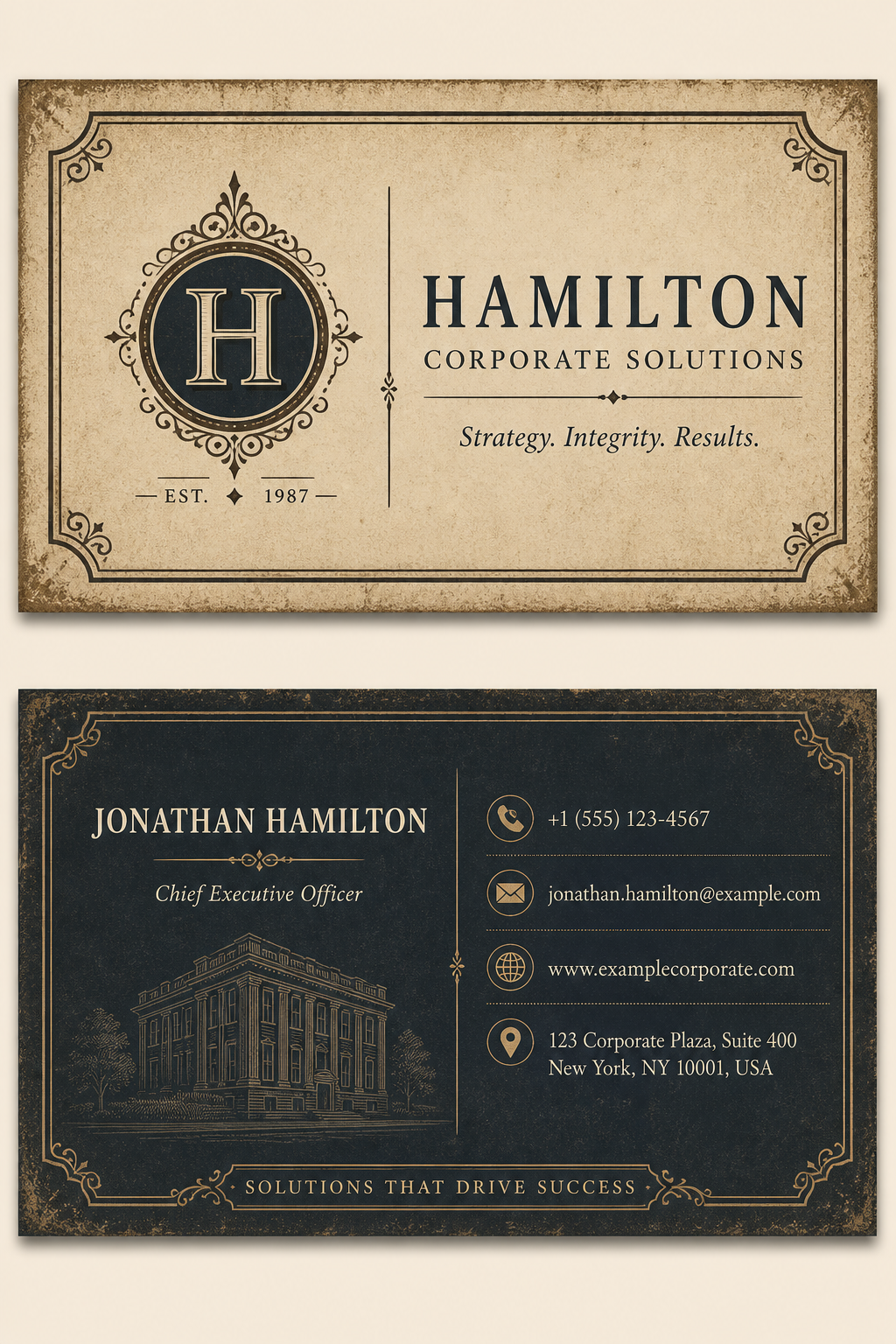 Corporate Business Card — vintage style business card design