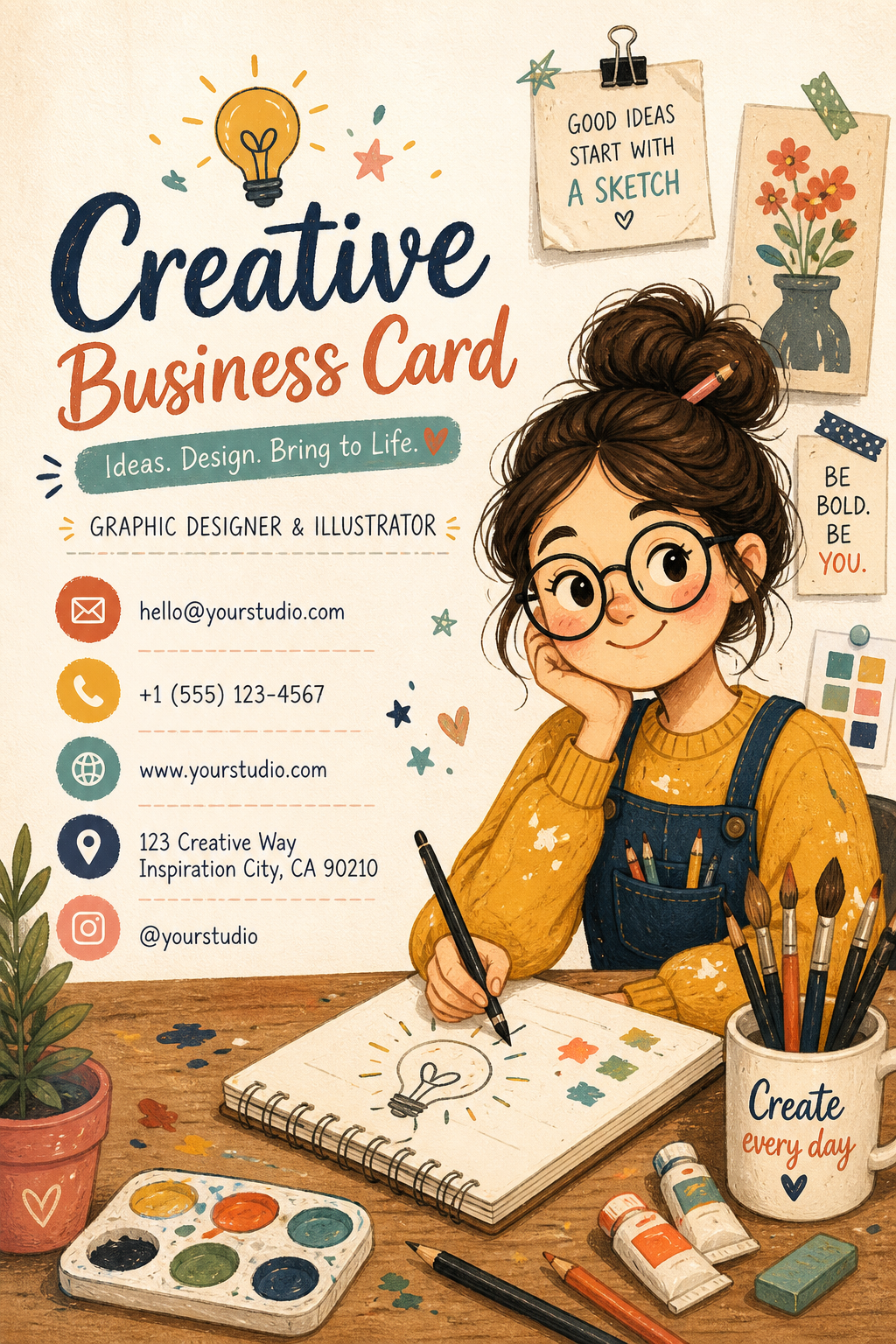 Creative Business Card — illustration style business card design