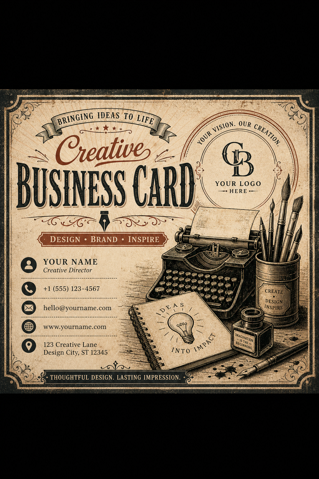 Creative Business Card — vintage style business card design