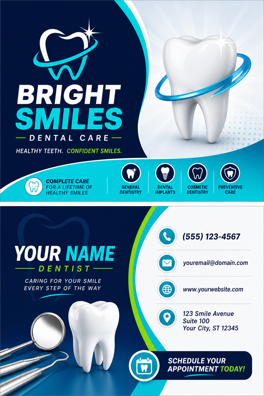 Dental Business Card — vibrant style business card design