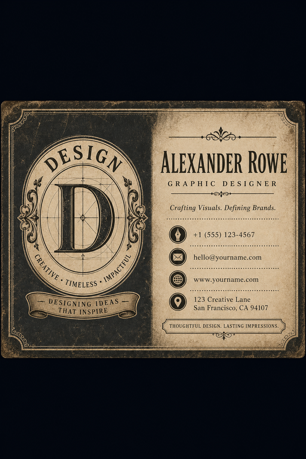Designer Business Card — vintage style business card design