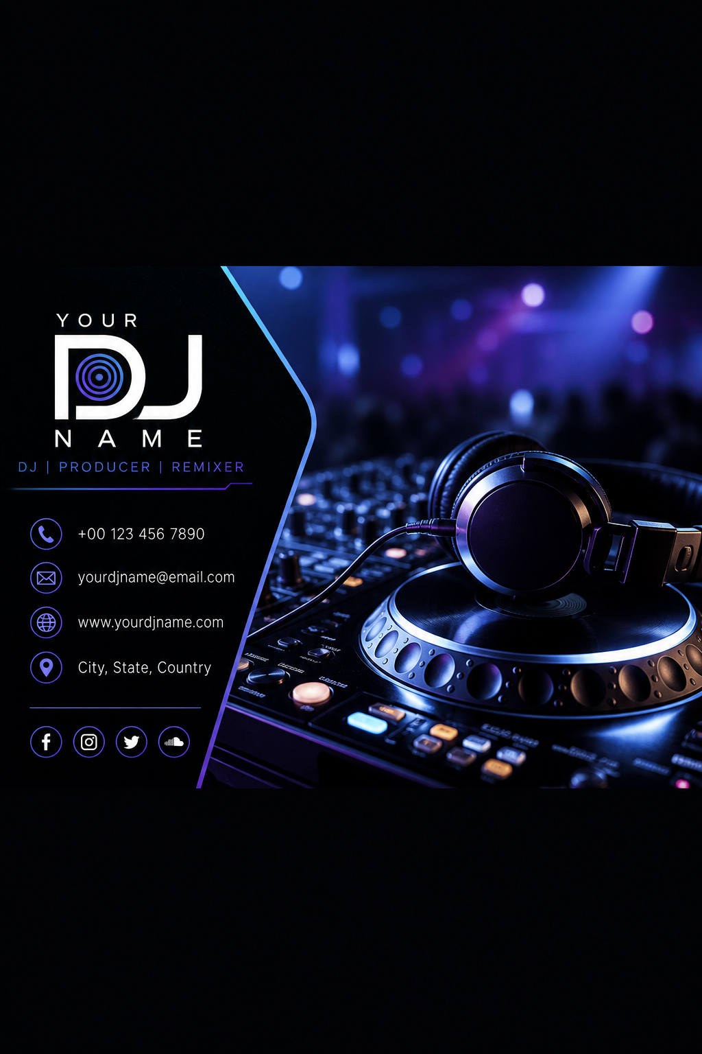 Dj Business Card — photo-realistic style business card design
