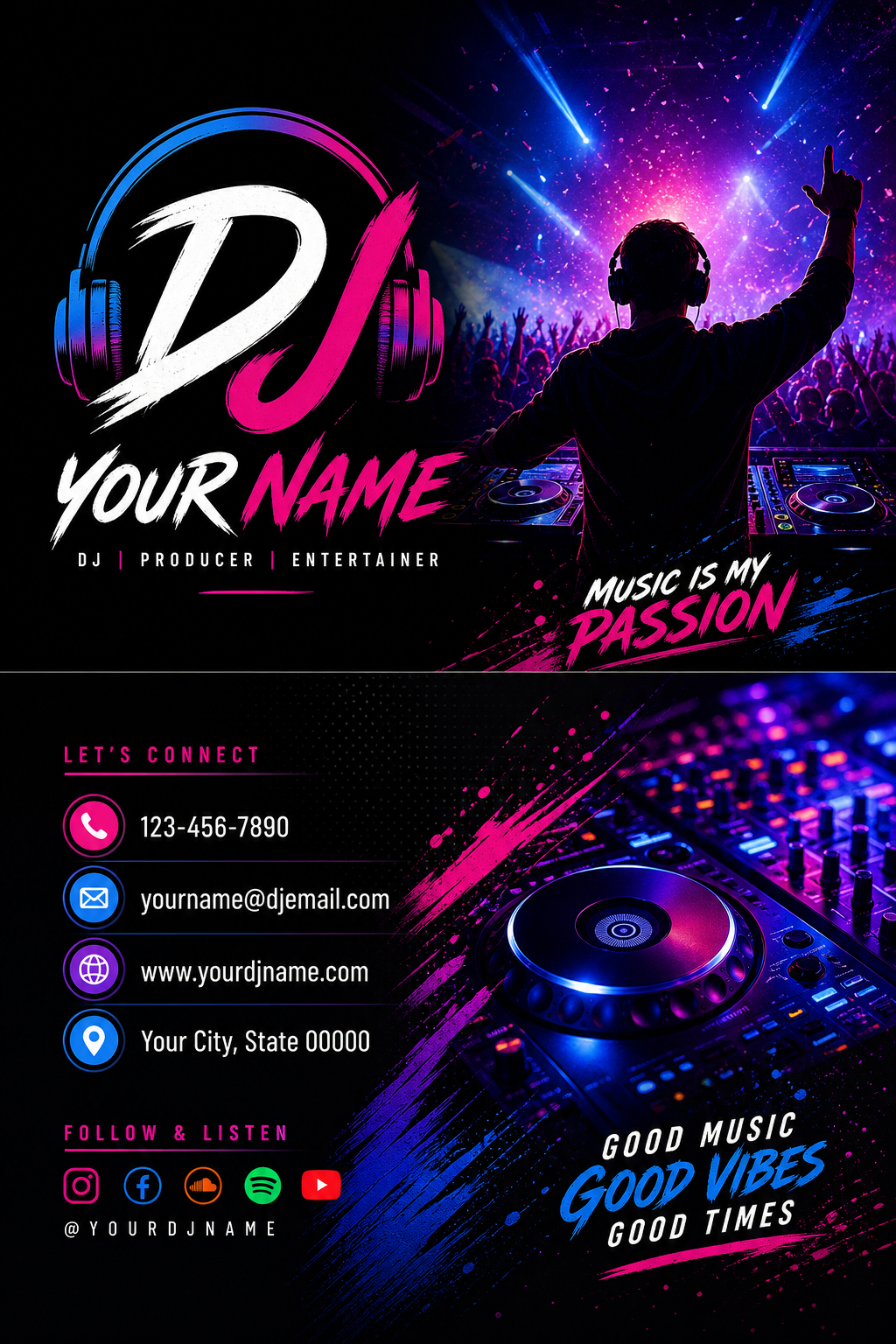 Dj Business Card — vibrant style business card design