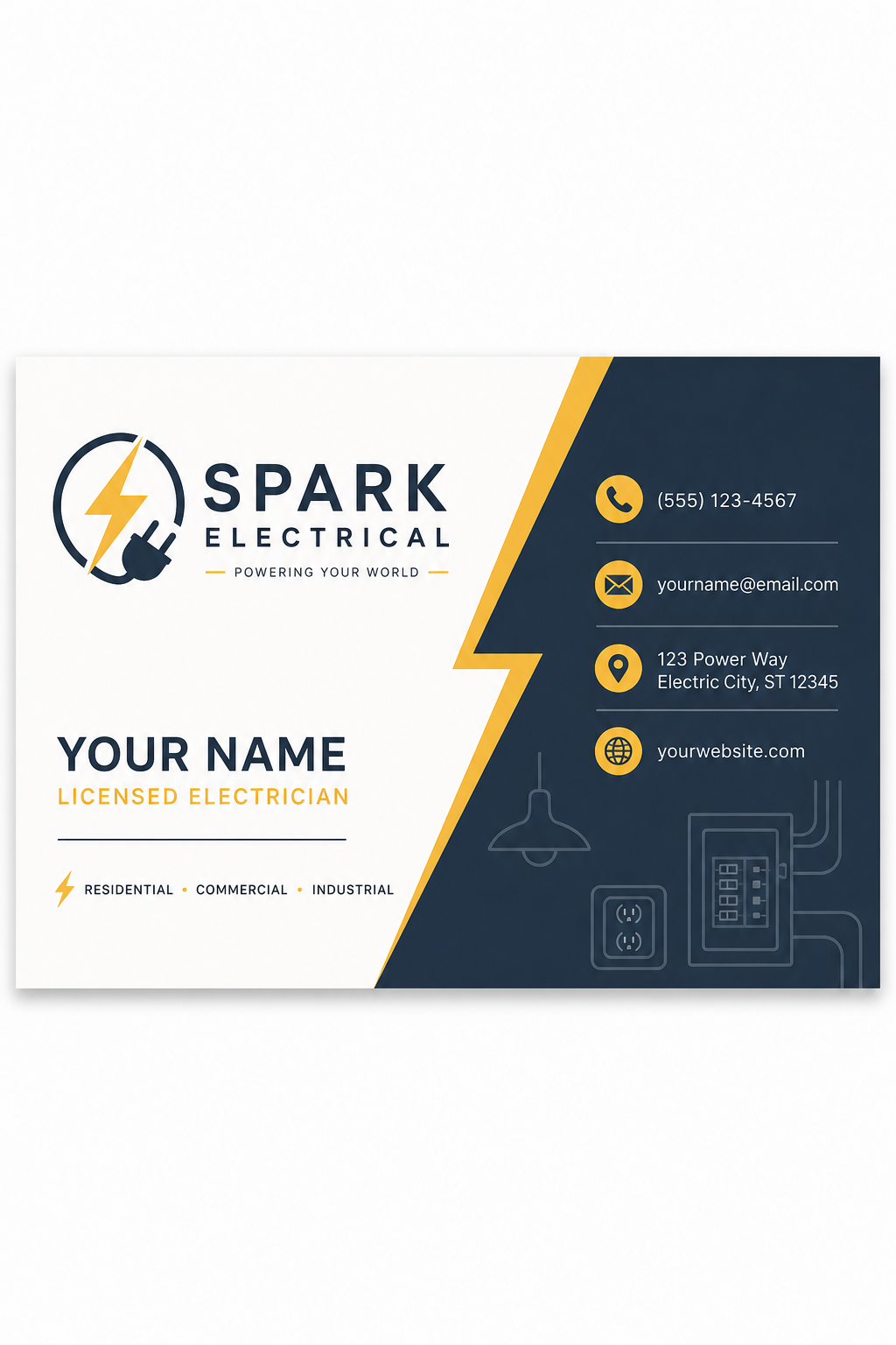 Electrician Business Card — modern style business card design