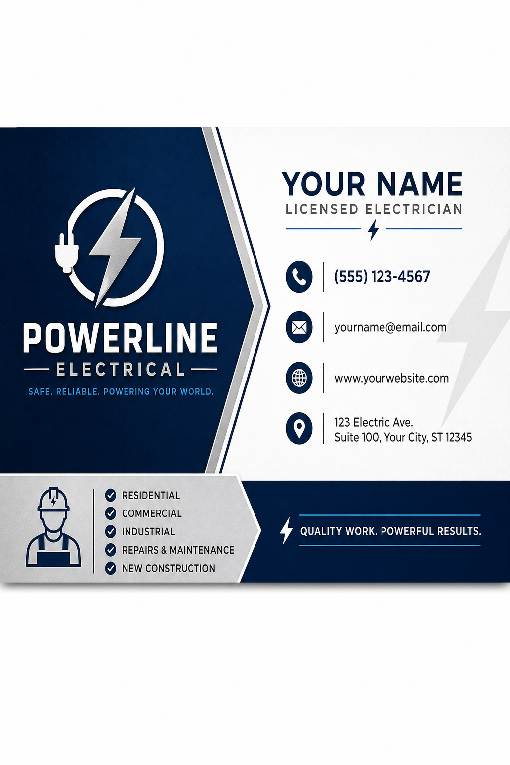 Electrician Business Card — corporate style business card design