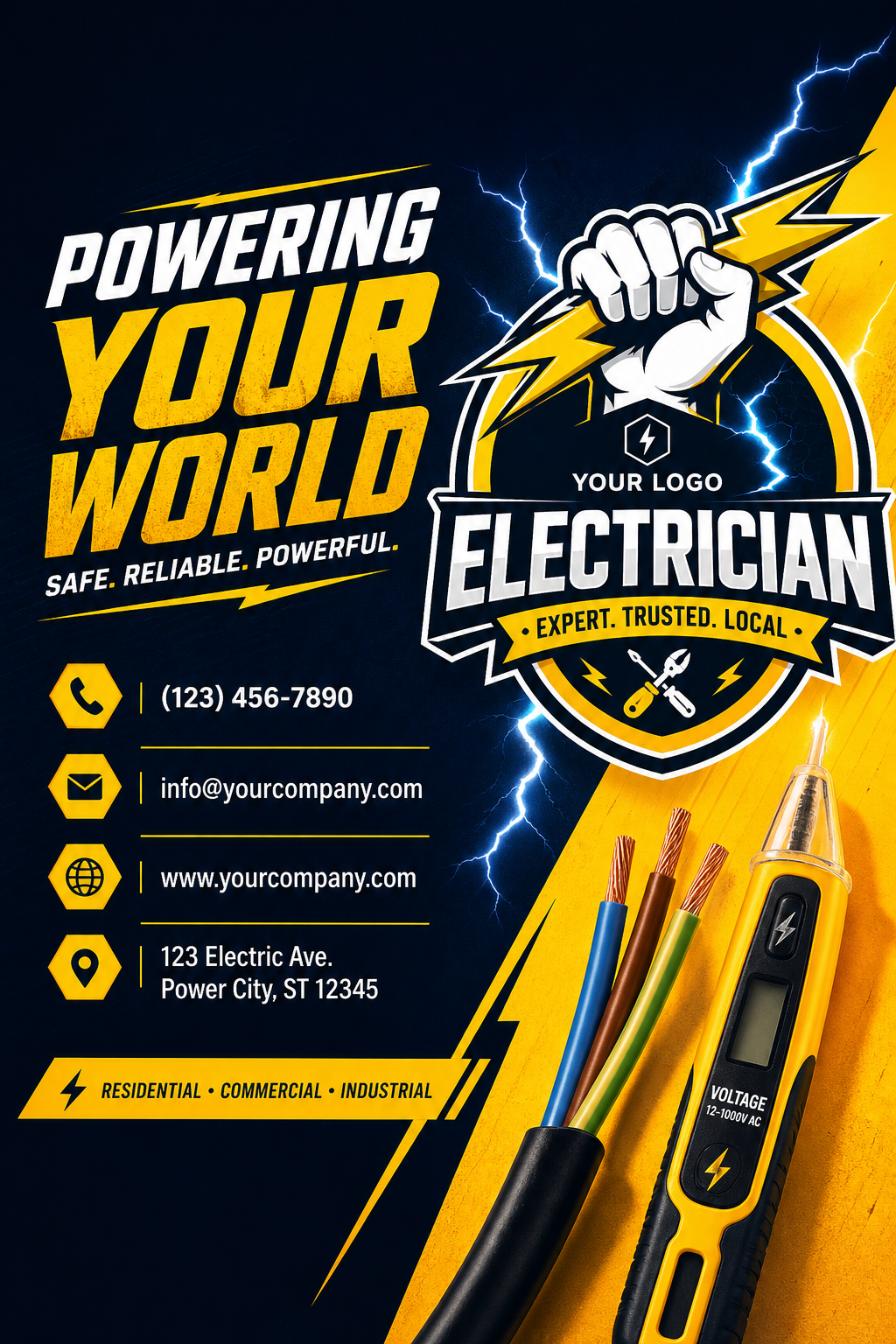 Electrician Business Card — vibrant style business card design