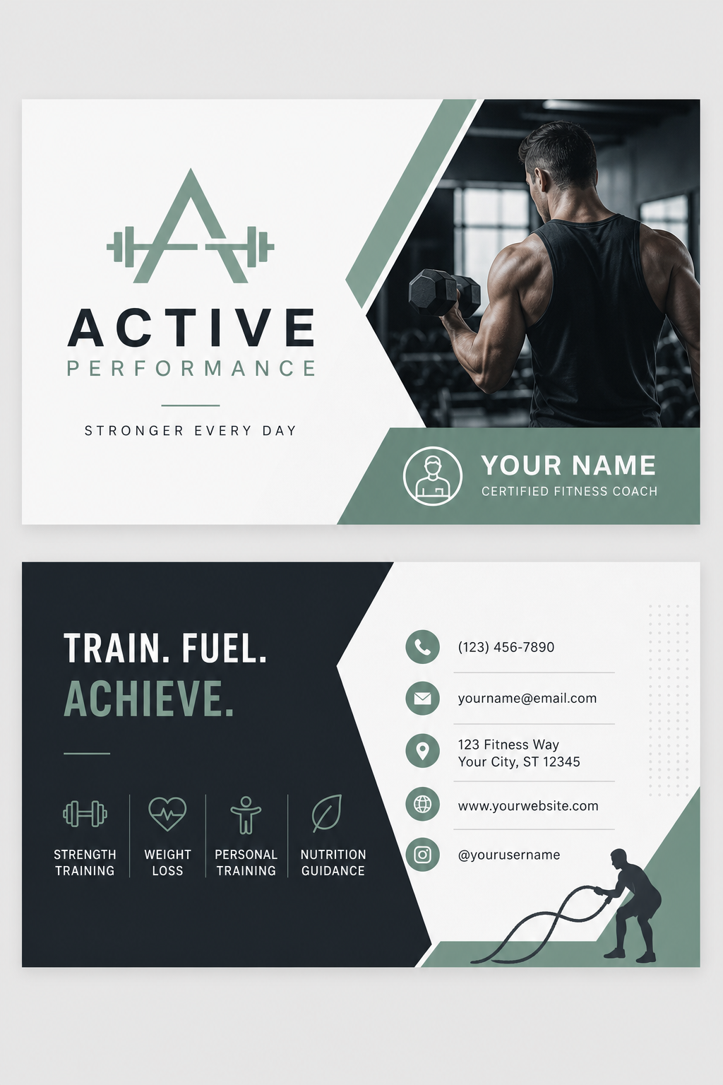Fitness Business Card — modern style business card design