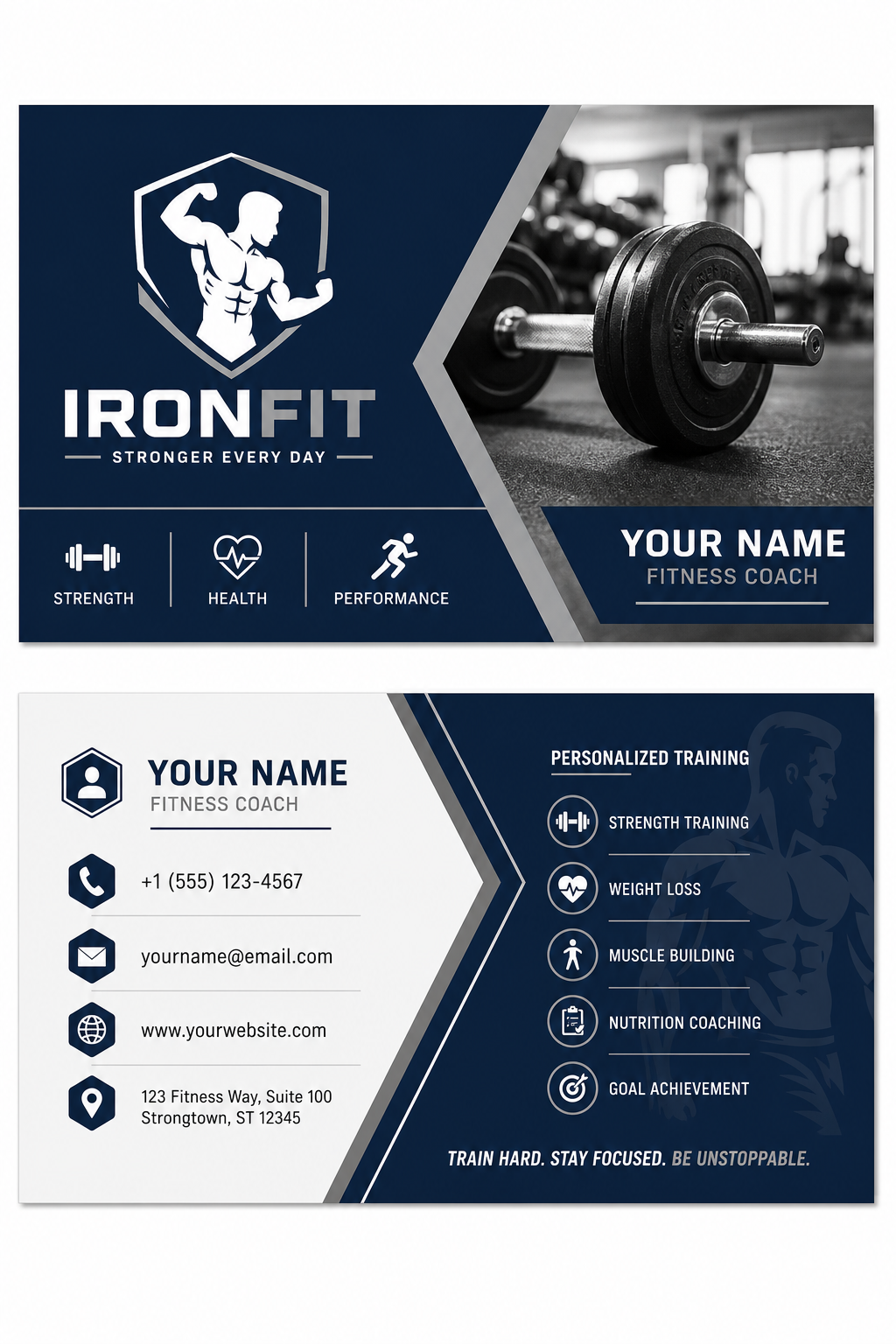 Fitness Business Card — corporate style business card design