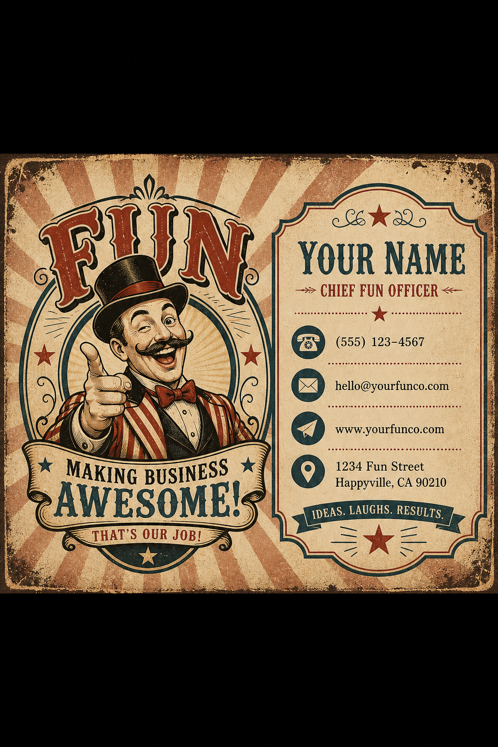 Fun Business Card — vintage style business card design