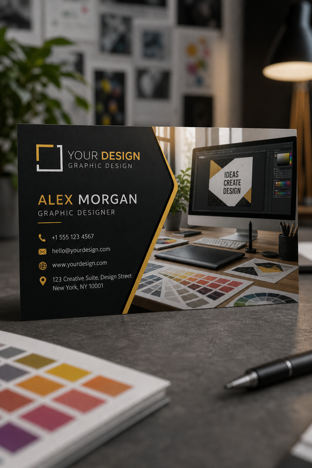 Graphic Design Business Card — photo-realistic style business card design