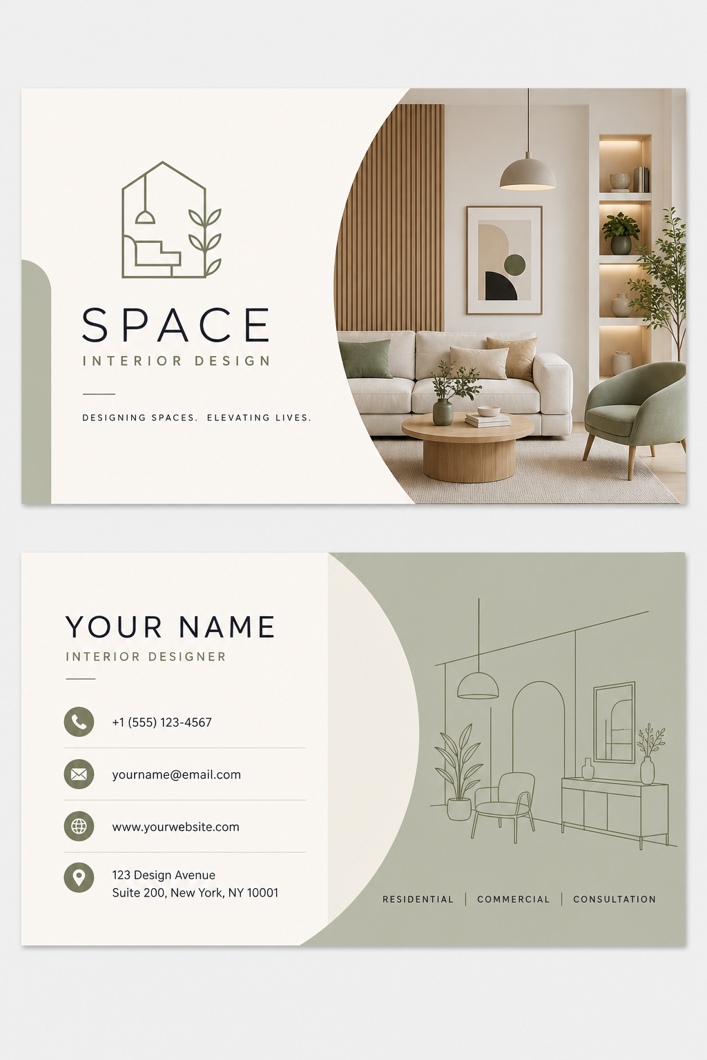 Interior Design Business Card — modern style business card design