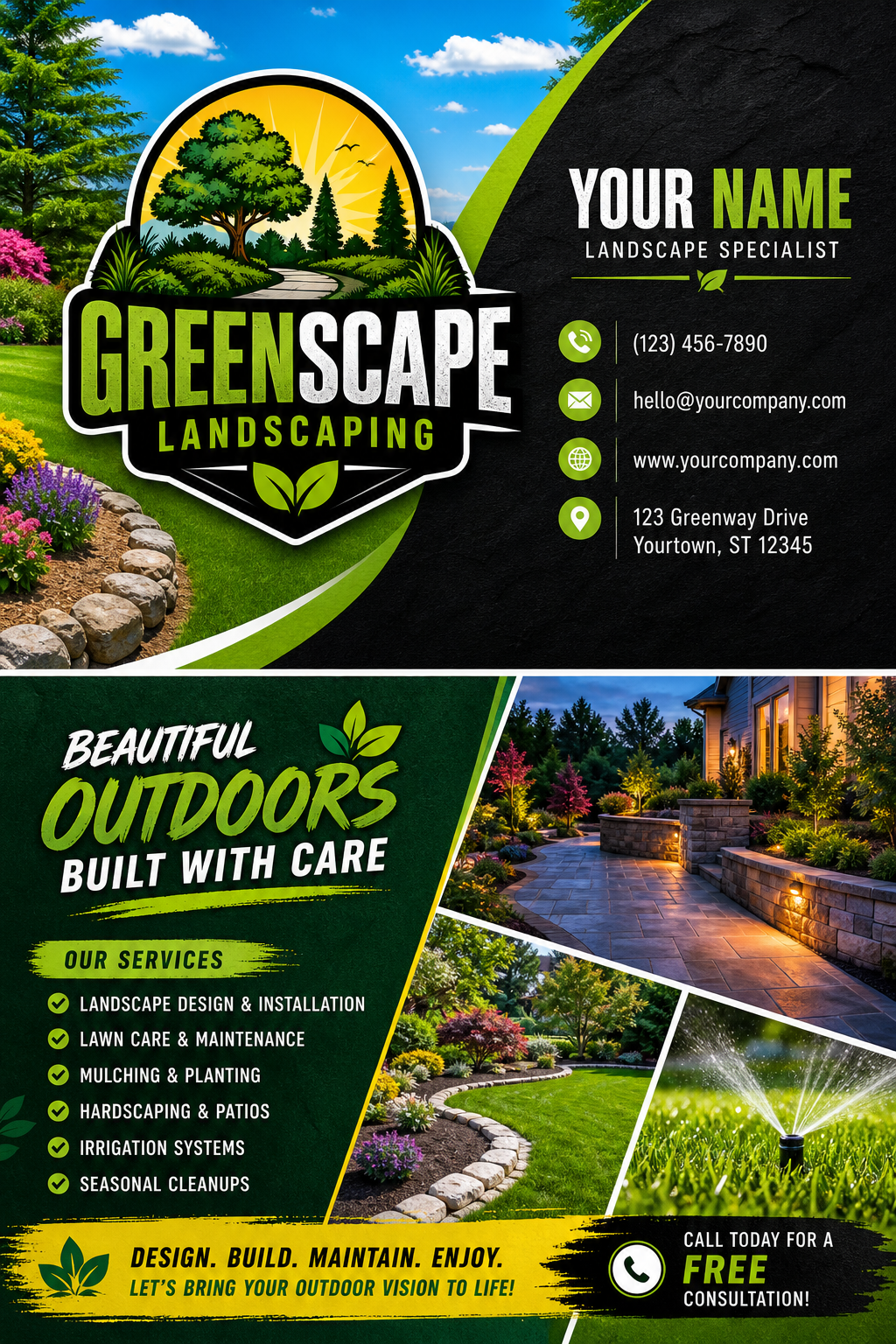 Landscape Business Card — vibrant style business card design