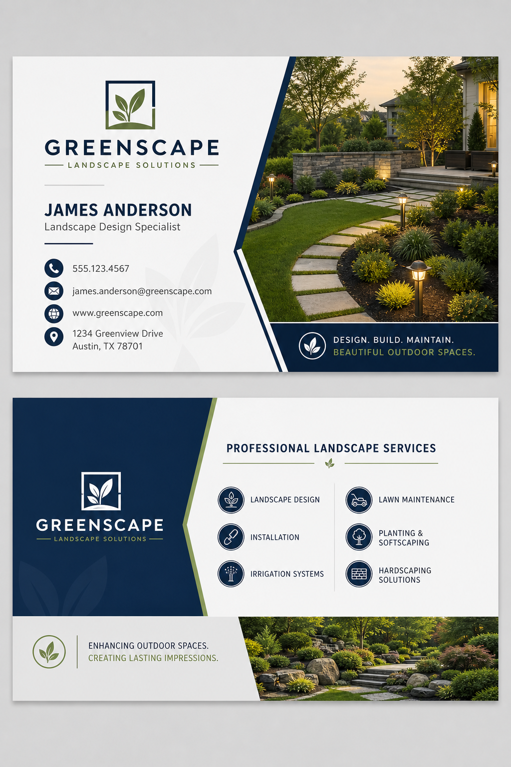 Landscape Business Card — corporate style business card design