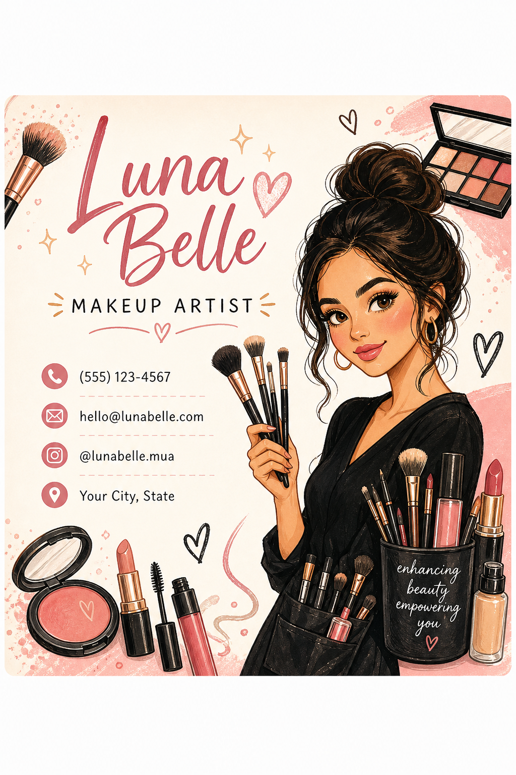 Makeup Artist Business Card — illustration style business card design
