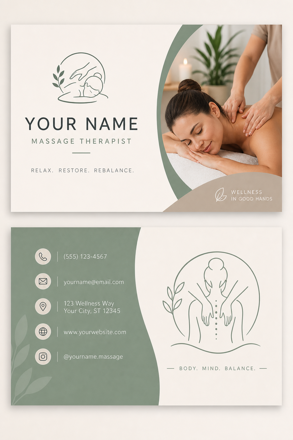 Massage Therapist Business Card — modern style business card design