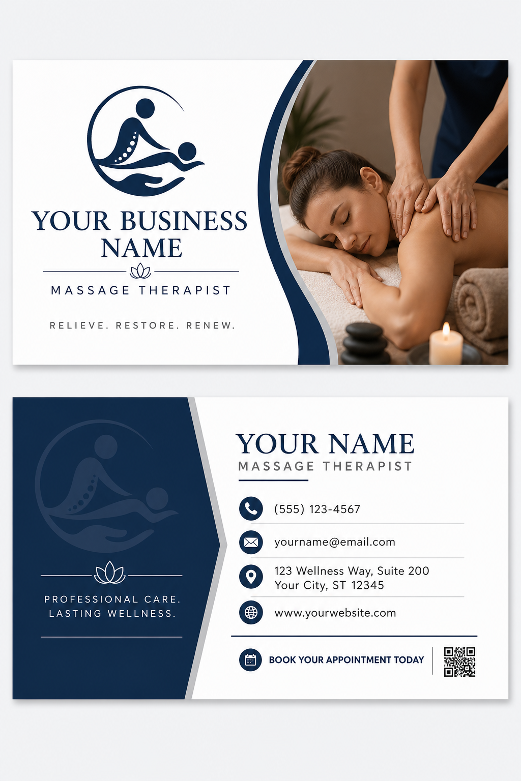 Massage Therapist Business Card — corporate style business card design