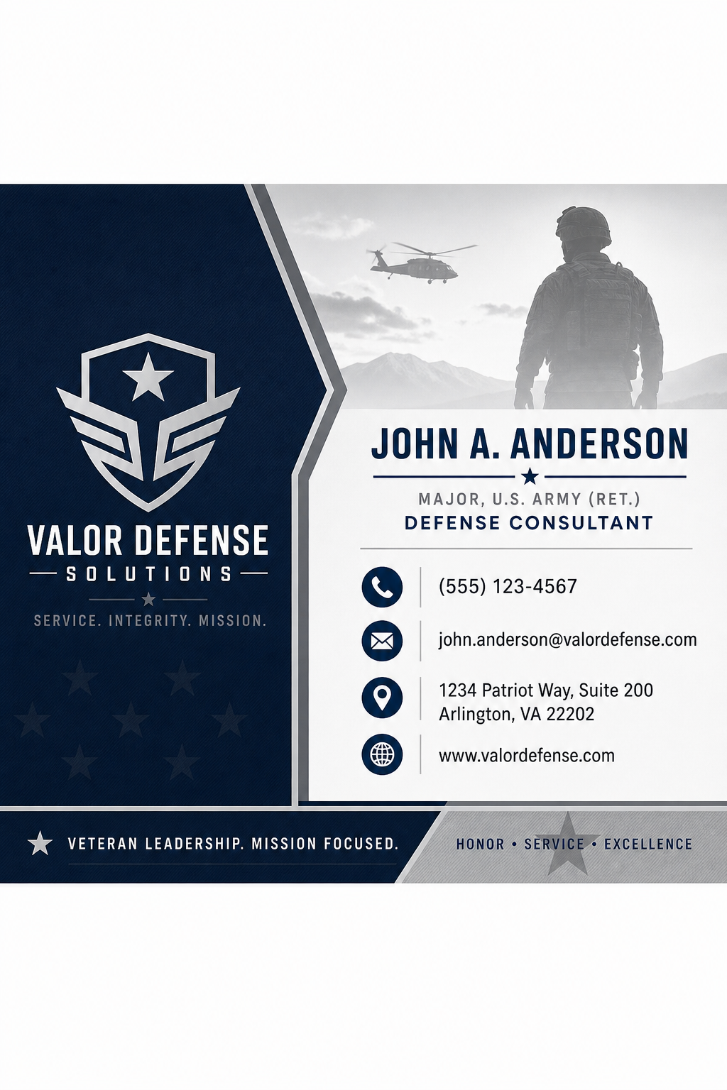 Military Business Card — corporate style business card design