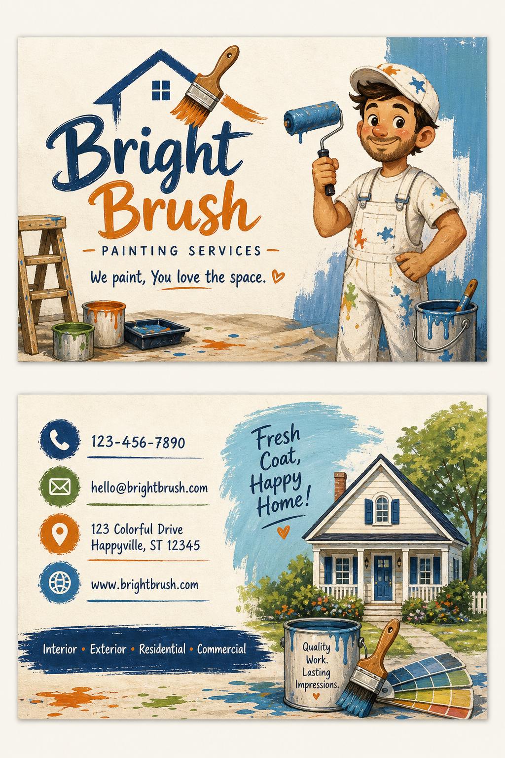 Painter Business Card — illustration style business card design