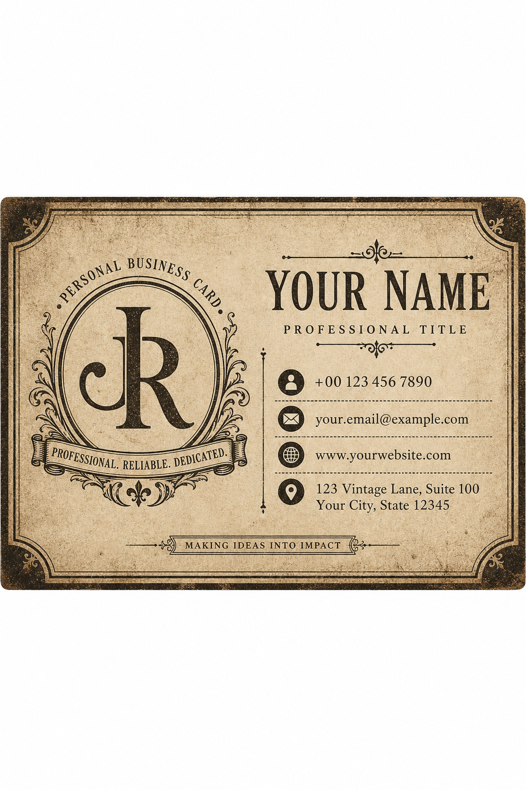 Personal Business Card — vintage style business card design