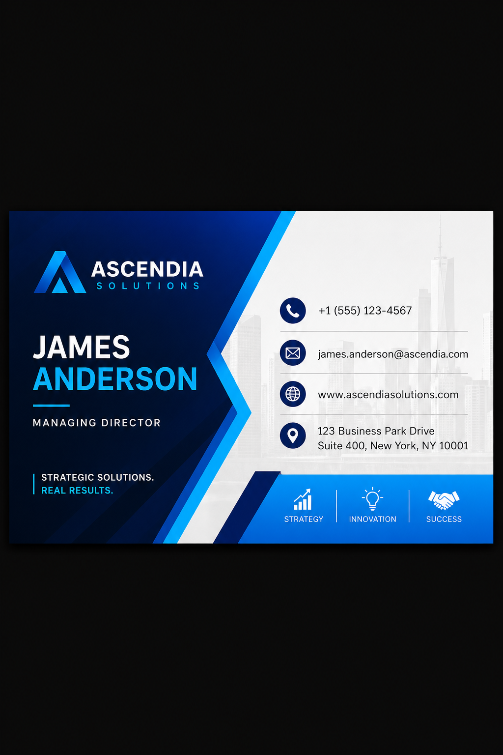 Professional Business Card — vibrant style business card design, featuring corporate gradient, clean grid layout, professional palette
