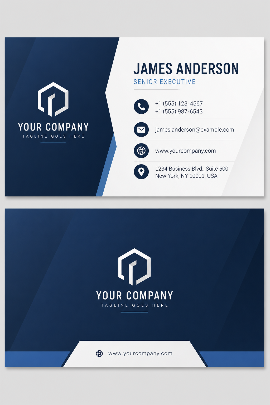 Professional Business Card — corporate style business card design, featuring corporate gradient, clean grid layout, professional palette