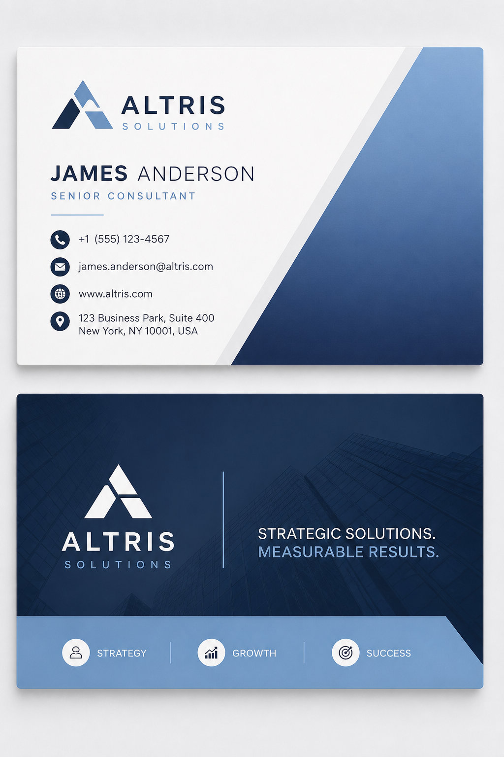 Professional Business Card — modern style business card design, featuring corporate gradient, clean grid layout, professional palette