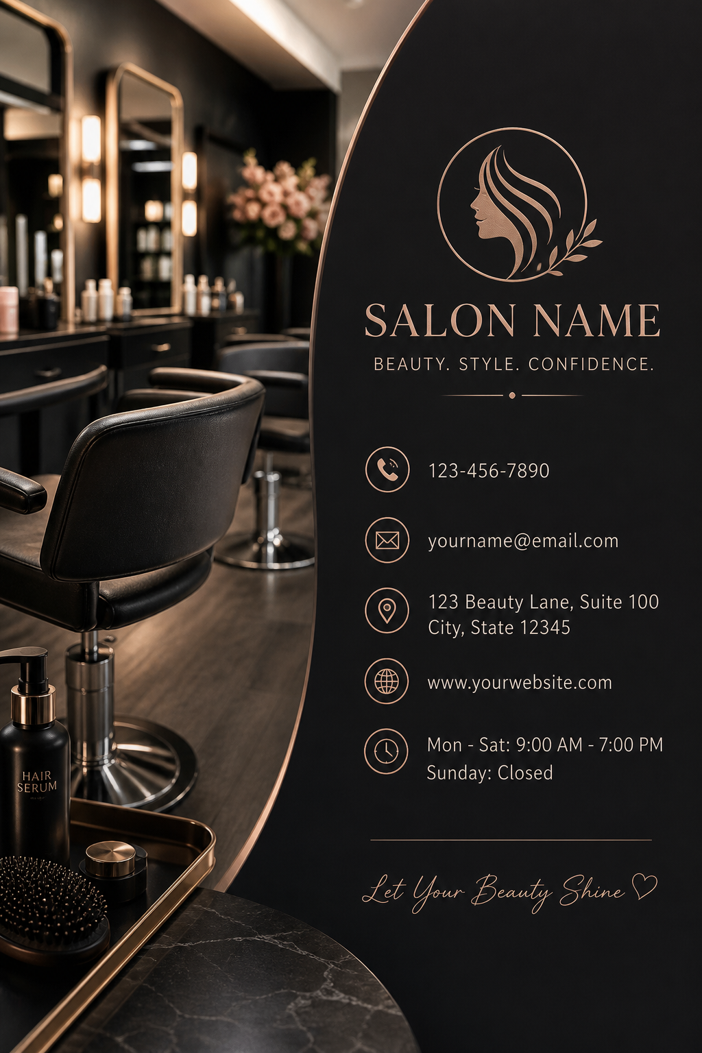 Salon Business Card — photo-realistic style business card design