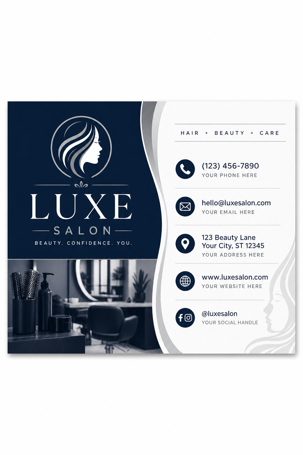 Salon Business Card — corporate style business card design