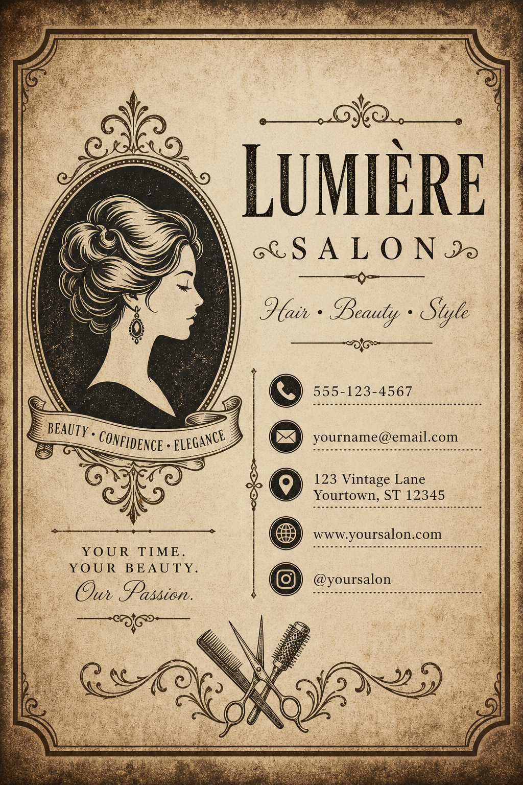 Salon Business Card — vintage style business card design
