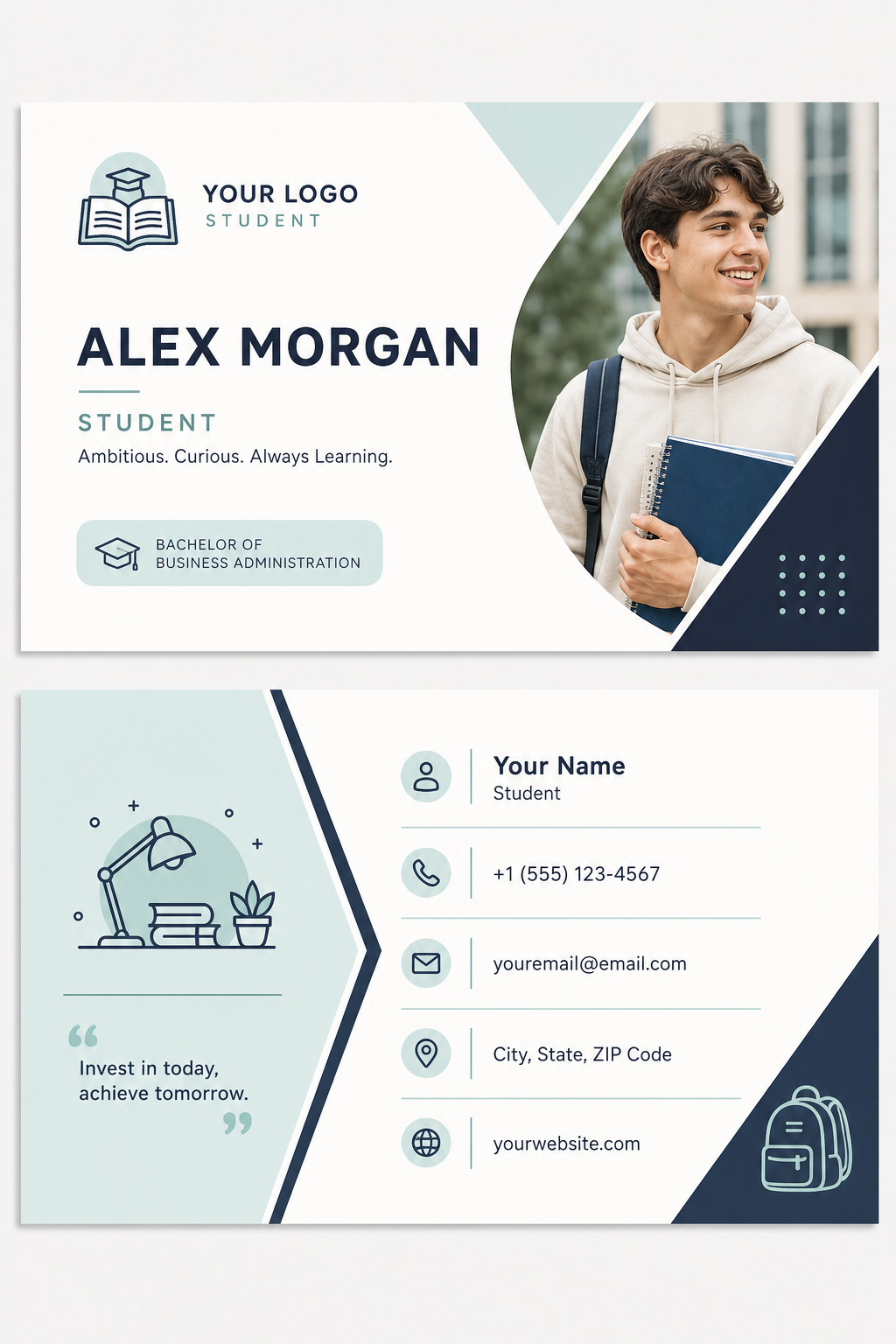 Student Business Card — modern style business card design