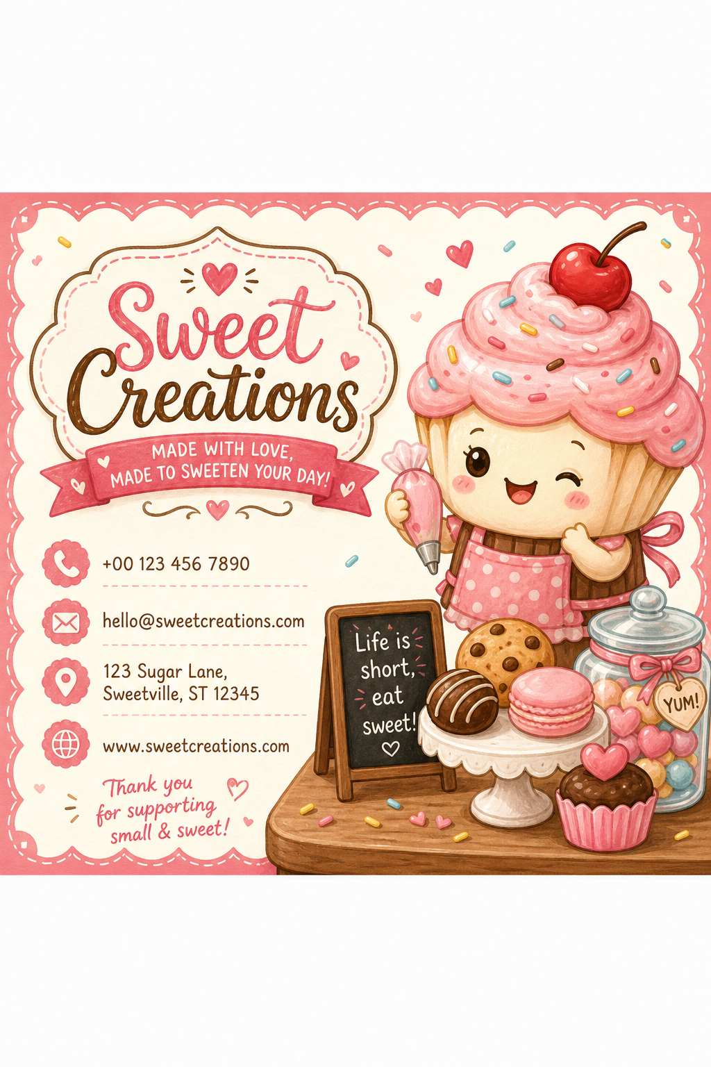 Sweet Business Card — illustration style business card design
