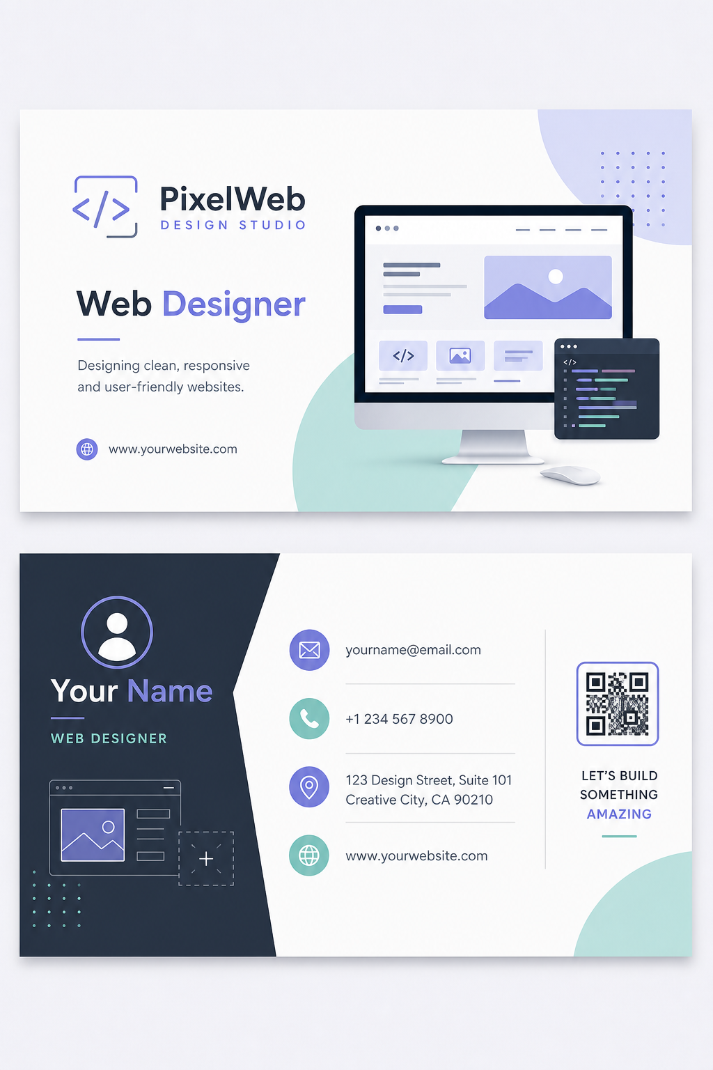 Web Designer Business Card — modern style business card design