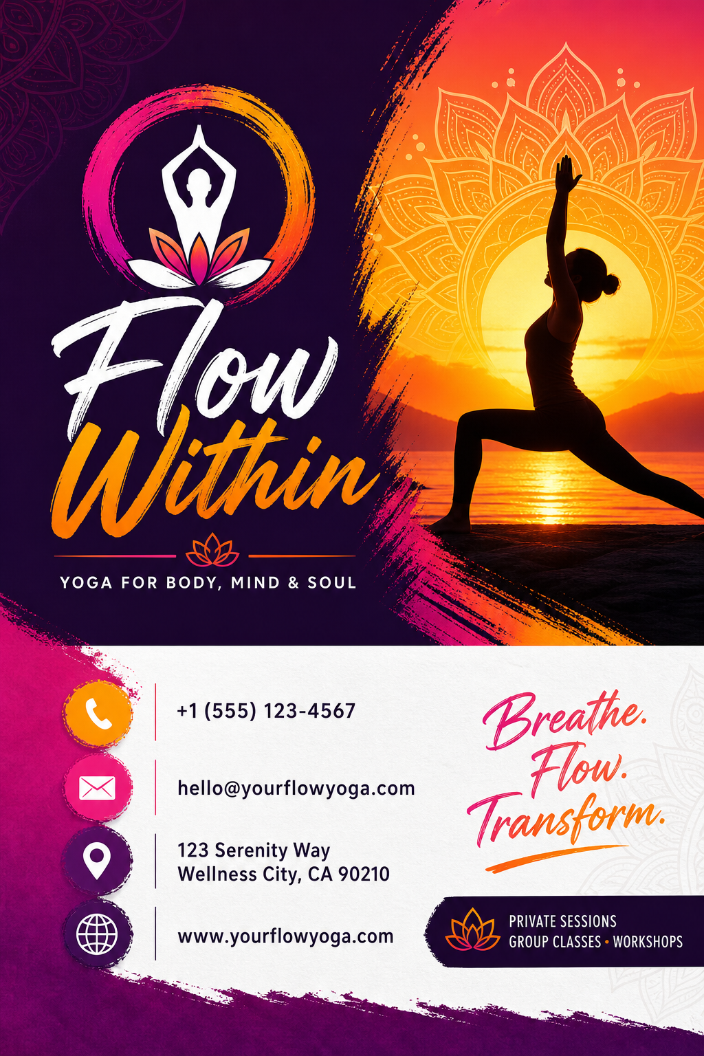 Yoga Business Card — vibrant style business card design