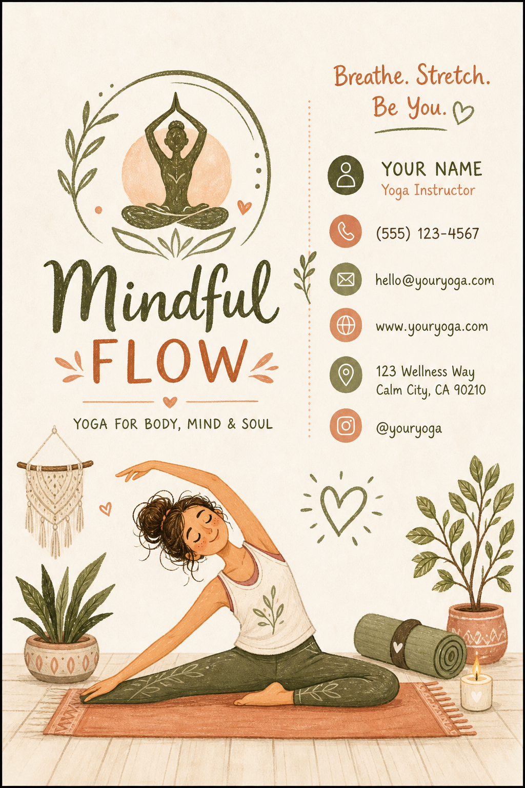 Yoga Business Card — illustration style business card design