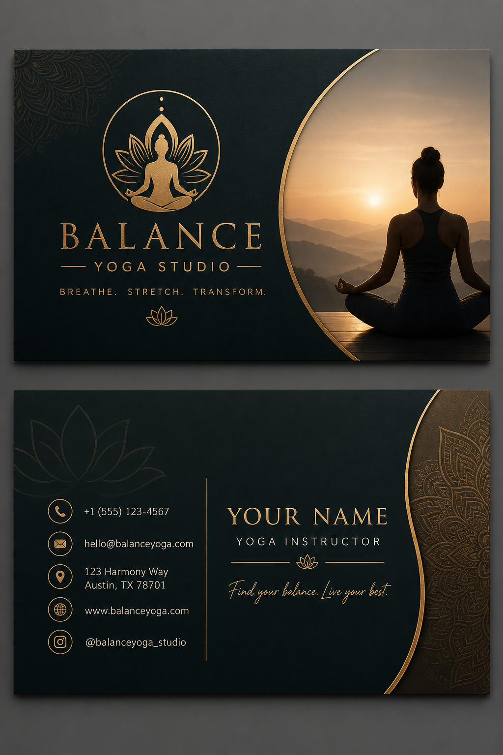 Yoga Business Card — elegant style business card design