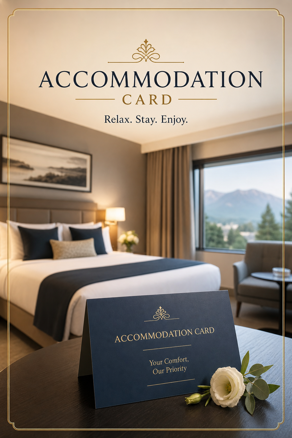 Accommodation Card — photo-realistic style card design