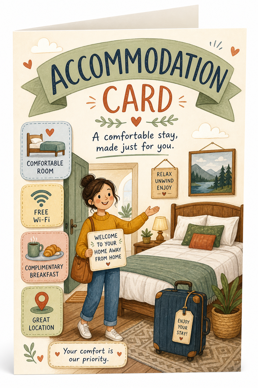 Accommodation Card — illustration style card design