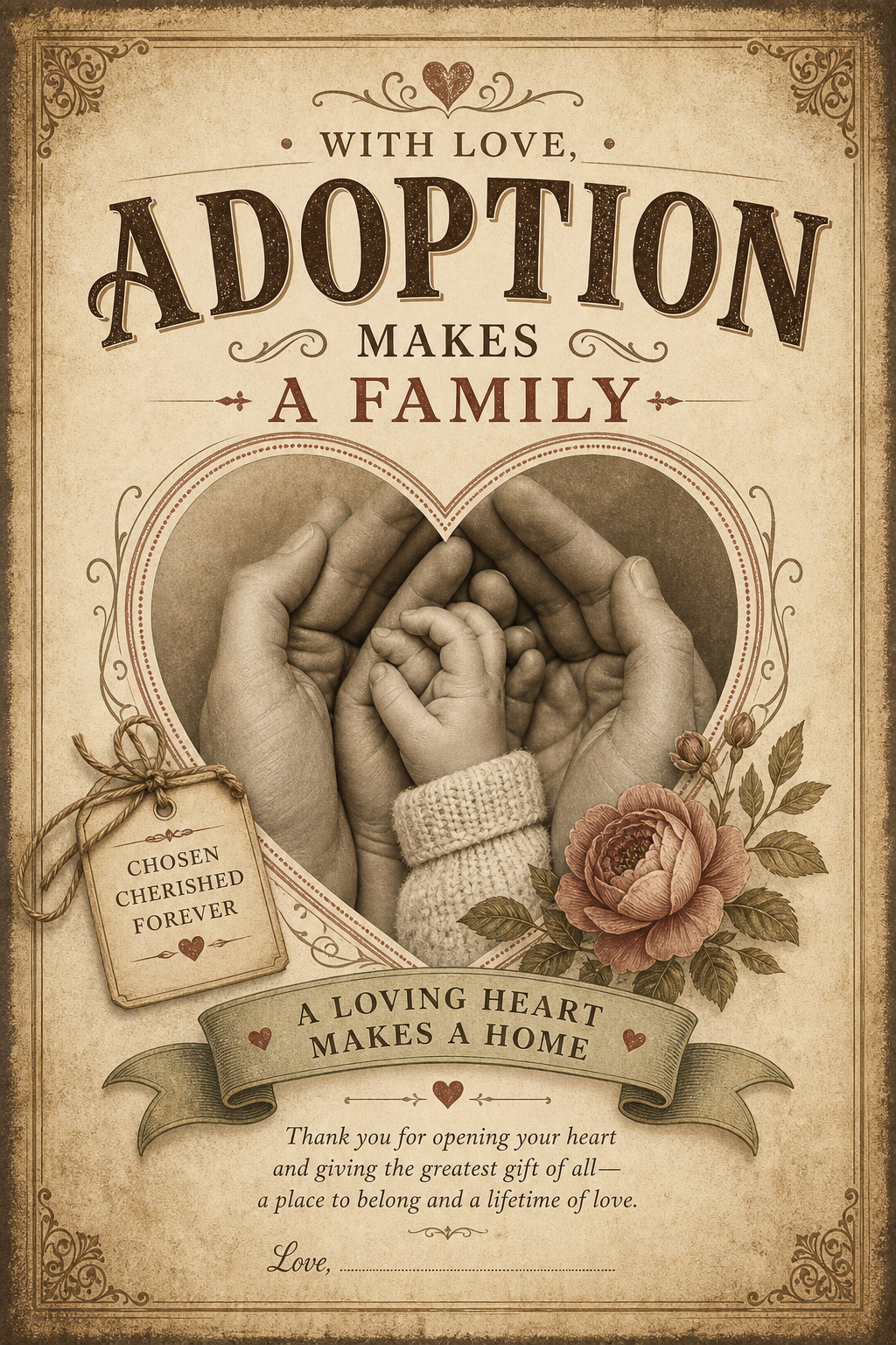Adoption Card — vintage style card design