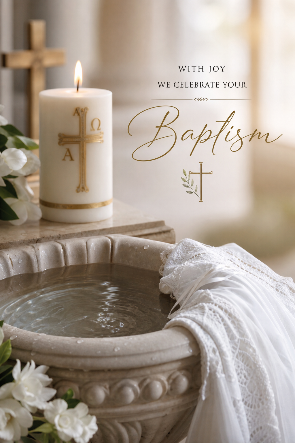 Baptism Card — photo-realistic style card design