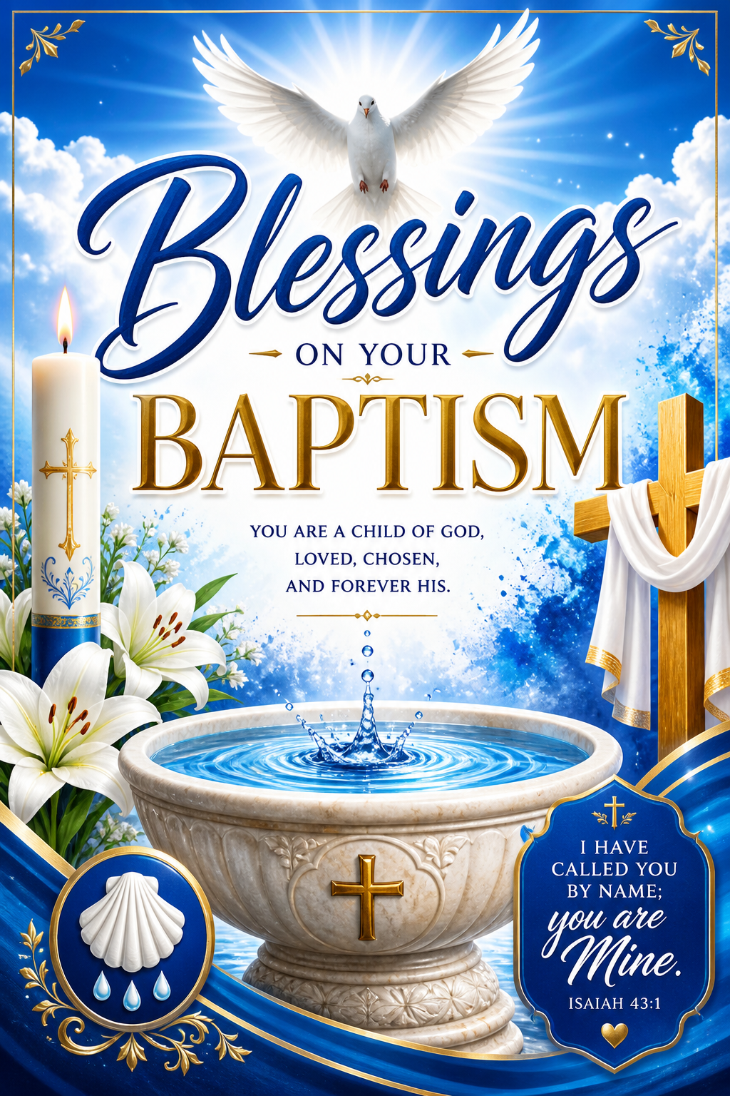 Baptism Card — vibrant style card design
