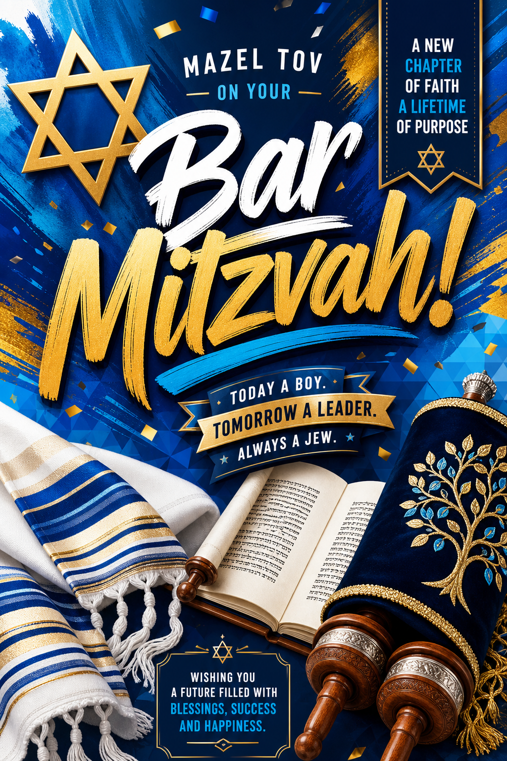 Bar Mitzvah Card — vibrant style card design
