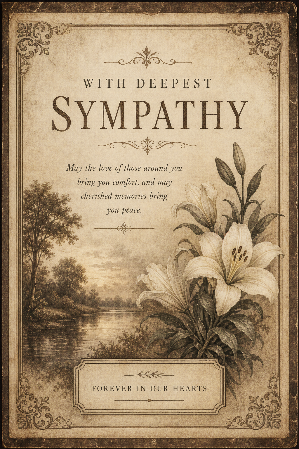 Bereavement Card — vintage style card design