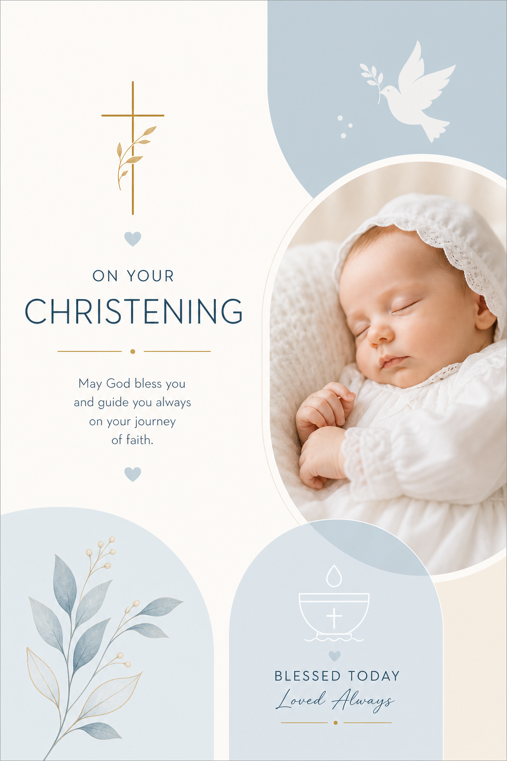 Christening Card — modern style card design