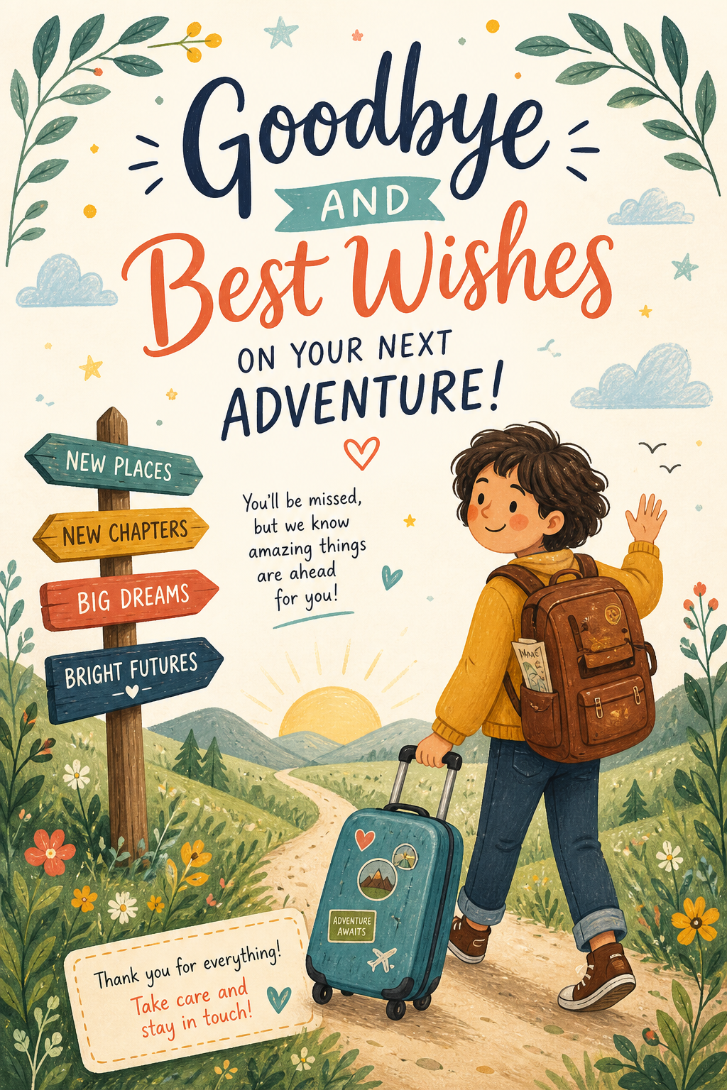Farewell Card — illustration style card design