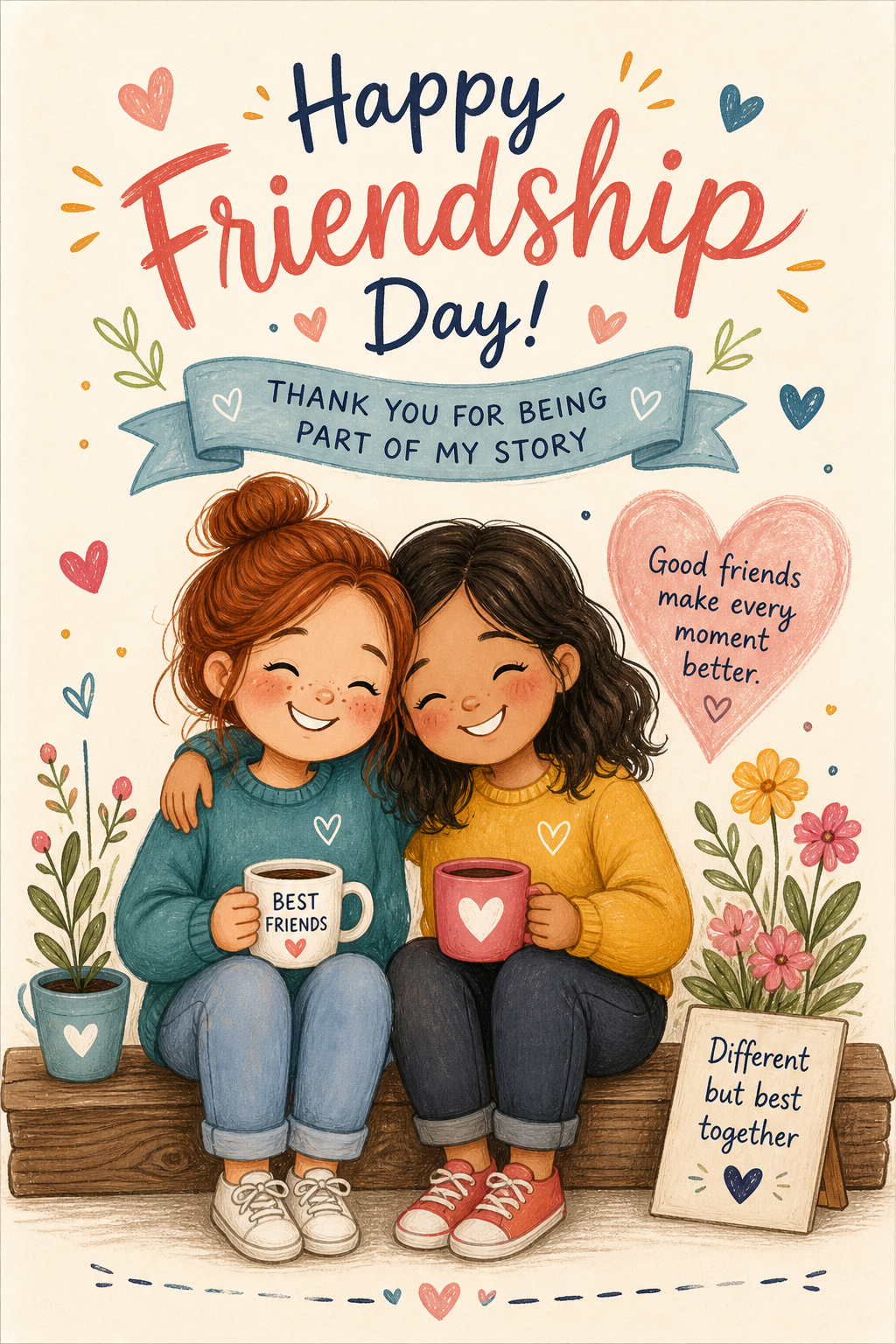 Friendship Card — illustration style card design