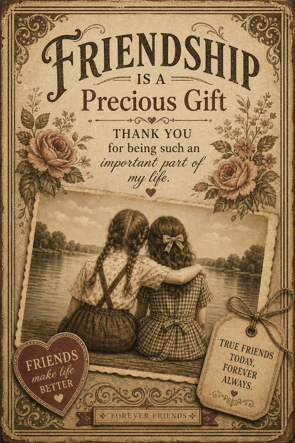 Friendship Card — vintage style card design