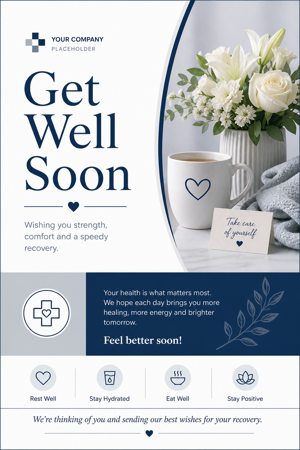Get Well Soon Card — corporate style card design