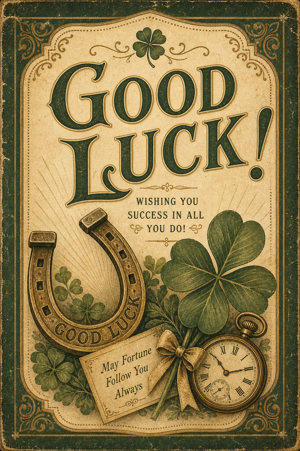 Good Luck Card — vintage style card design