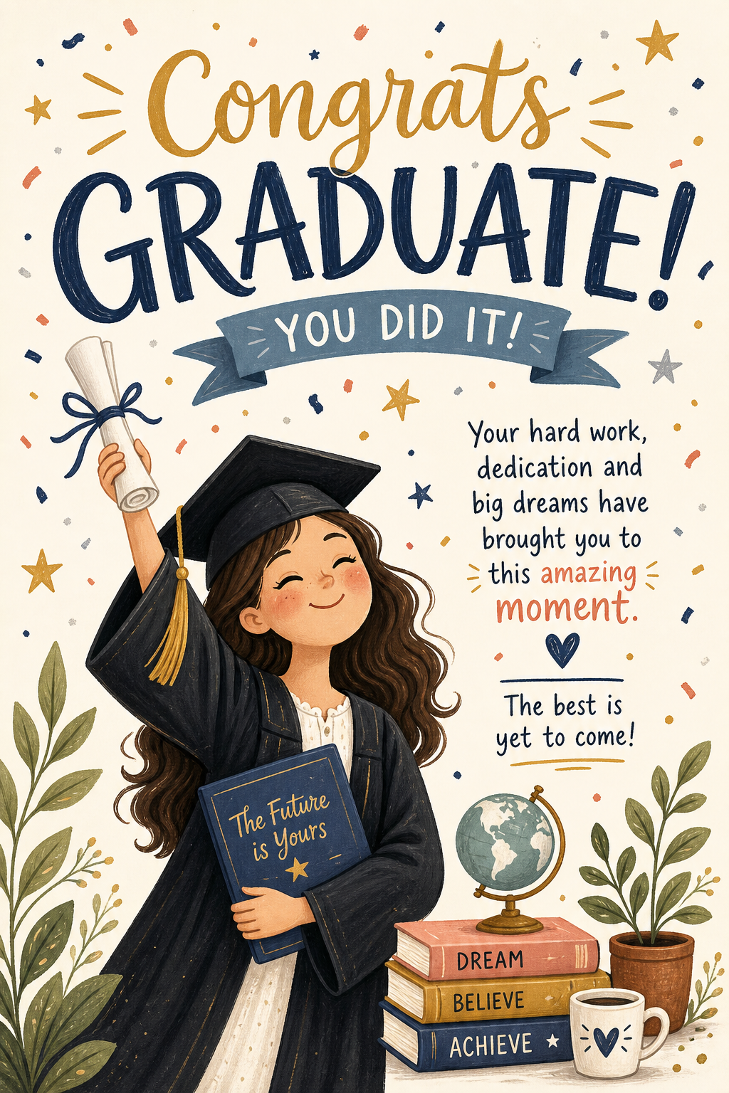Graduate Card — illustration style card design