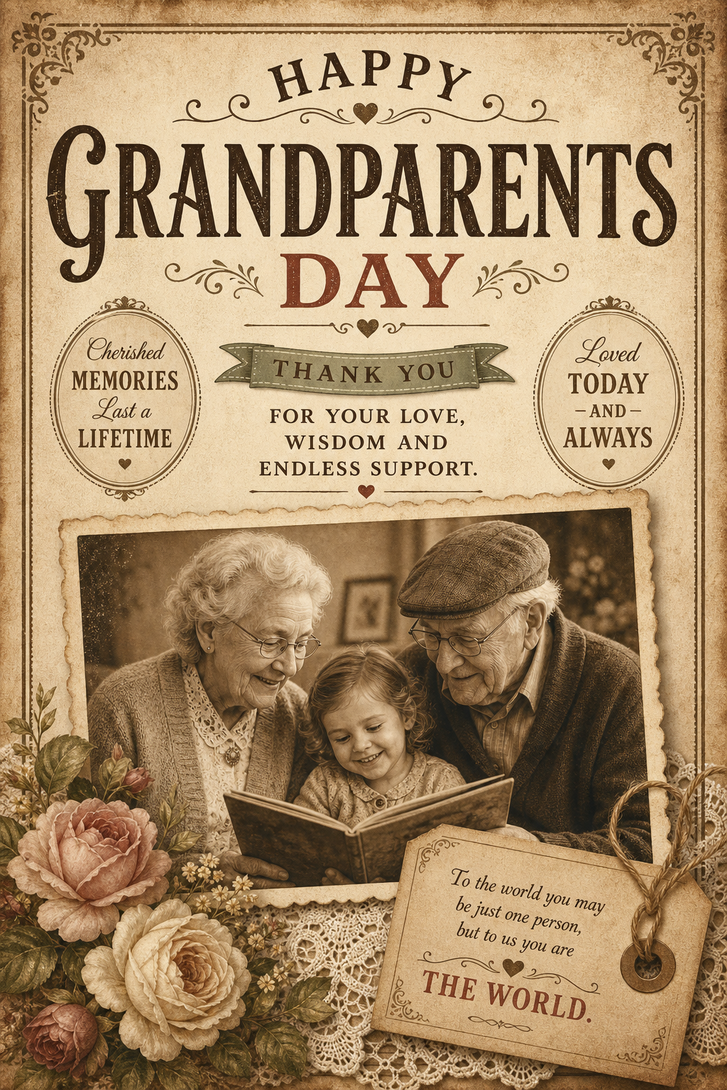 Grandparents Day Card — vintage style card design